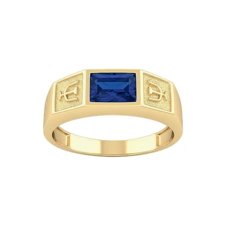 Anel com Pedra Retangular Azul