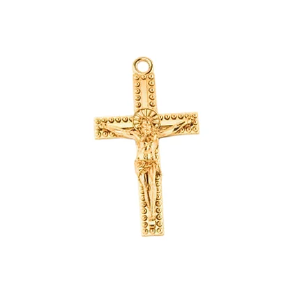 Pingente Cruz com Cristo Acabamento Pontilhado